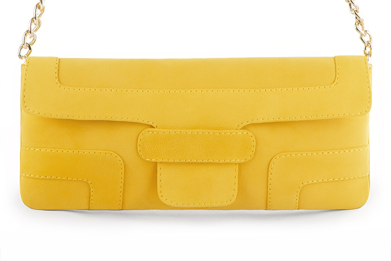 Yellow women's dress clutch, for weddings, ceremonies, cocktails and parties. Profile view - Florence KOOIJMAN